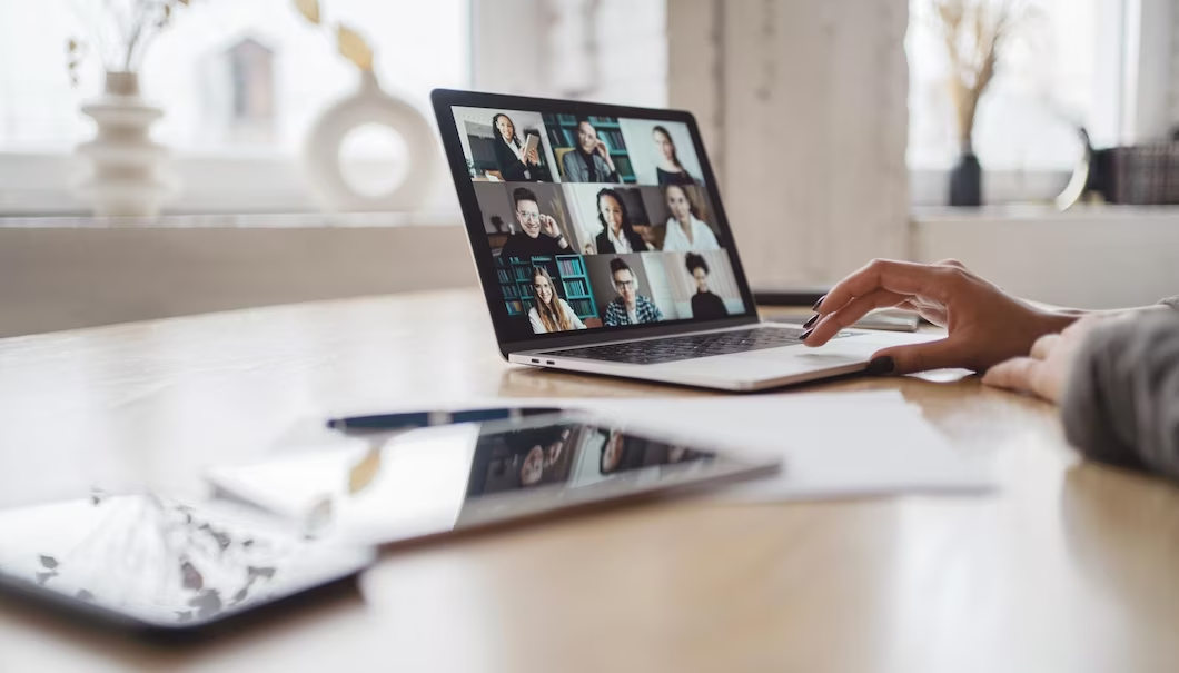 Person using a laptop for video conferencing