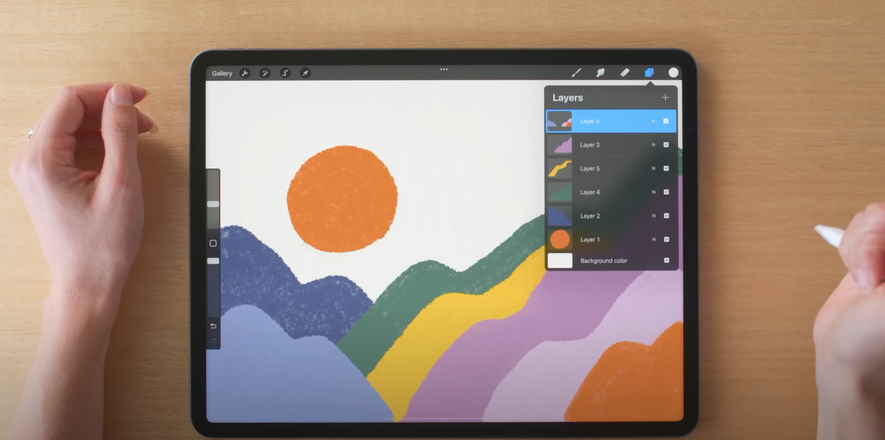 Image of an iPad displaying the Procreate app and a drawing